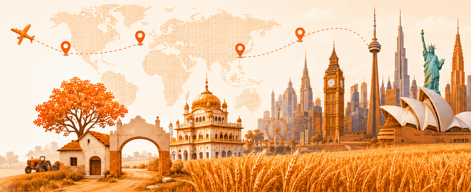 From a Punjabi village and the Golden Temple to skylines in Australia, Canada, the UK and the US — one family across countries.